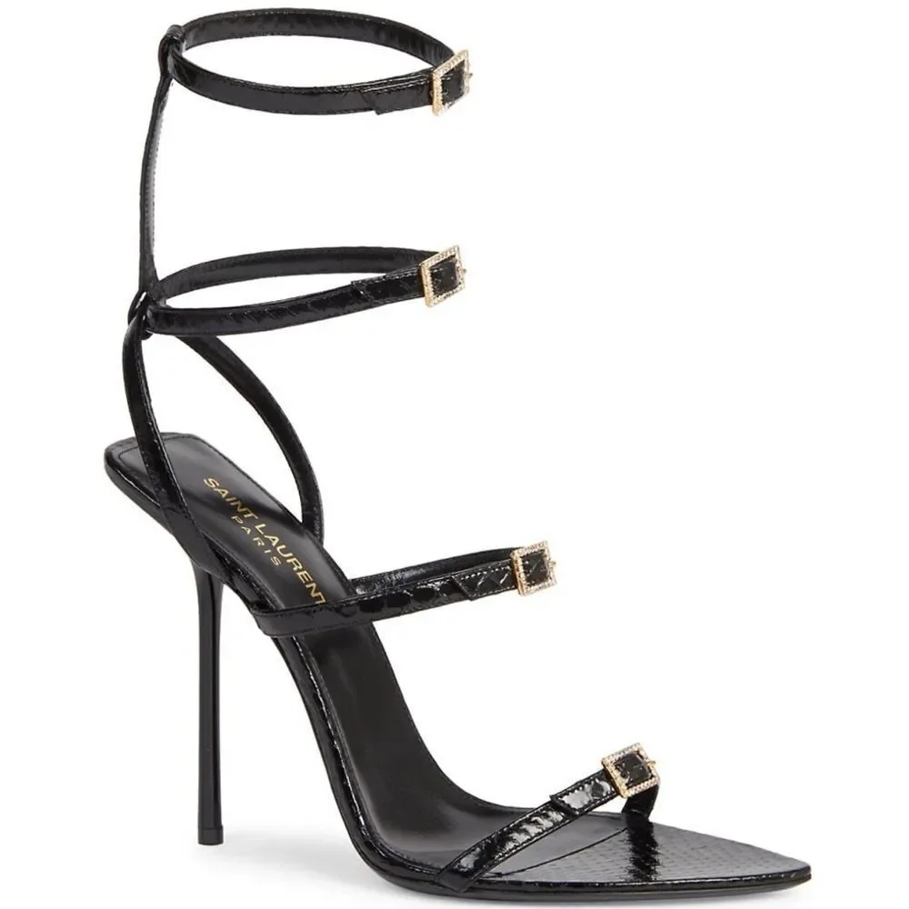 Saint Laurent Nuit Sandals In Lacquered Ayers size 37